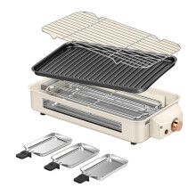 2in1 Electric Indoor Grill with Large NonStick Surface, Removable Plates and Mini Baking Pans