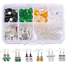 DIY 6 Pairs Crystal Bead Dangle Earrings Kit, Compatible with Christmas Tree & Snowman Designs, Glass Bead Jewelry Craft Supplies for Beginners