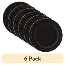 (6 pack) Black Paper Dessert Plates, 7in, 24ct, Way to Celebrate!