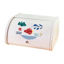 Rolltop Bread Box Iron Bread Box Organization Bread Bin Holder Multi Purpose for Home Pantry Cookies Baked Goods Countertop Blue Lattice