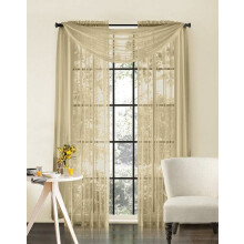 Qutain Linen Solid Viole Sheer Curtain Window Panel Drapes 55" x 84 inch - Taupe