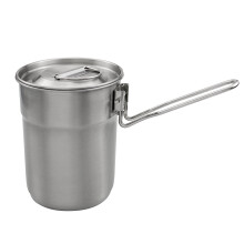 1L Coffee Cup with Folding Handle & Ventilated Lid Stainless Steel Camping Kettle Lightweight Cook Pot for Backpacking Hiking Camping Travelling