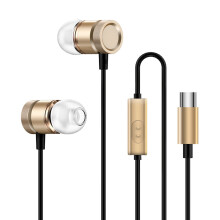 Tarmeek Metal In-ear Flat Port Headphones Type-c Plug Heavy Bass Wireless Headphone for Kids Adults