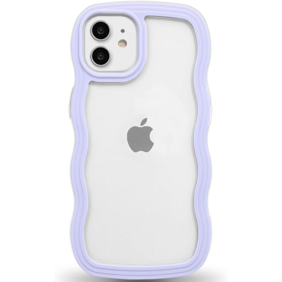 Anuck Compatible With Iphone 12 Case, Wavy Edge Clear Back, Anti-Slip Shockproof Tpu & Bumper, Protective Cover For Women Girls Purple 9389440454453