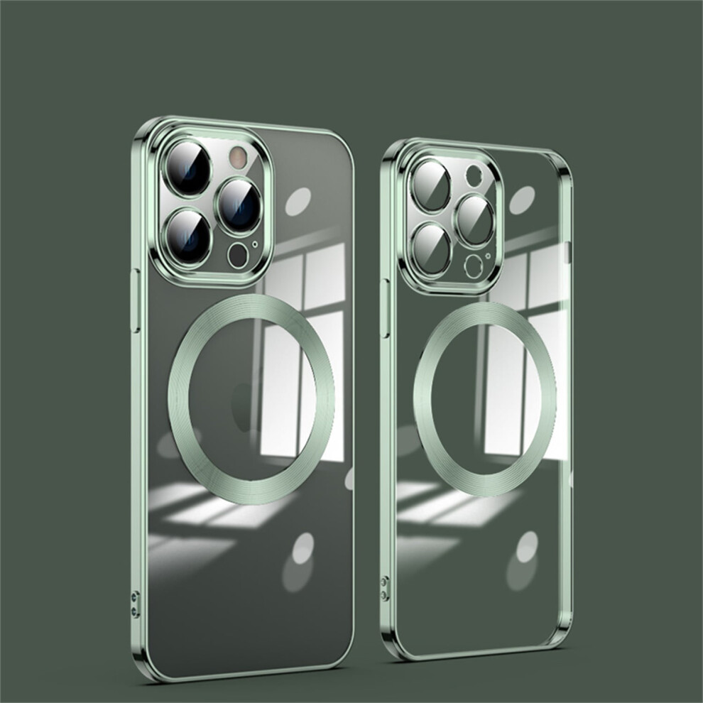 Allytech Clear Case For Iphone 14 Pro Max 6.7", Magnetic Tpu Cover With Built-In Magnets Compatible With Magsafe, Slim Soft Bumper - Green 9389440454484