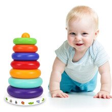 Clearance! Wanfds Kids Toys Ages 3-12+ | Early Learning Color Cognition Stacking Tower with Musical Circles (Multicolor)