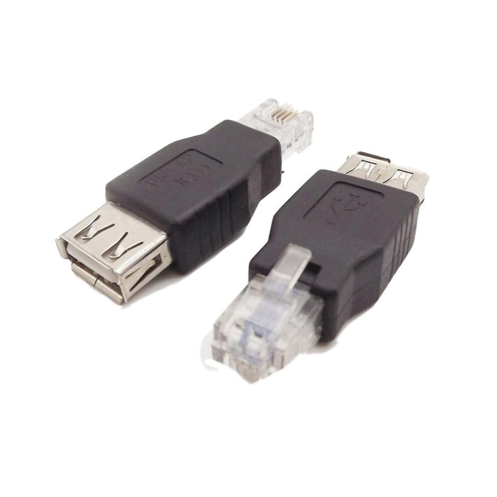 For 10Pcs Usb 2.0 Type A Female To Rj11 4 Pin 6P4c Male Ethernet Network Phone Connector Converter Adapter 9389440504608