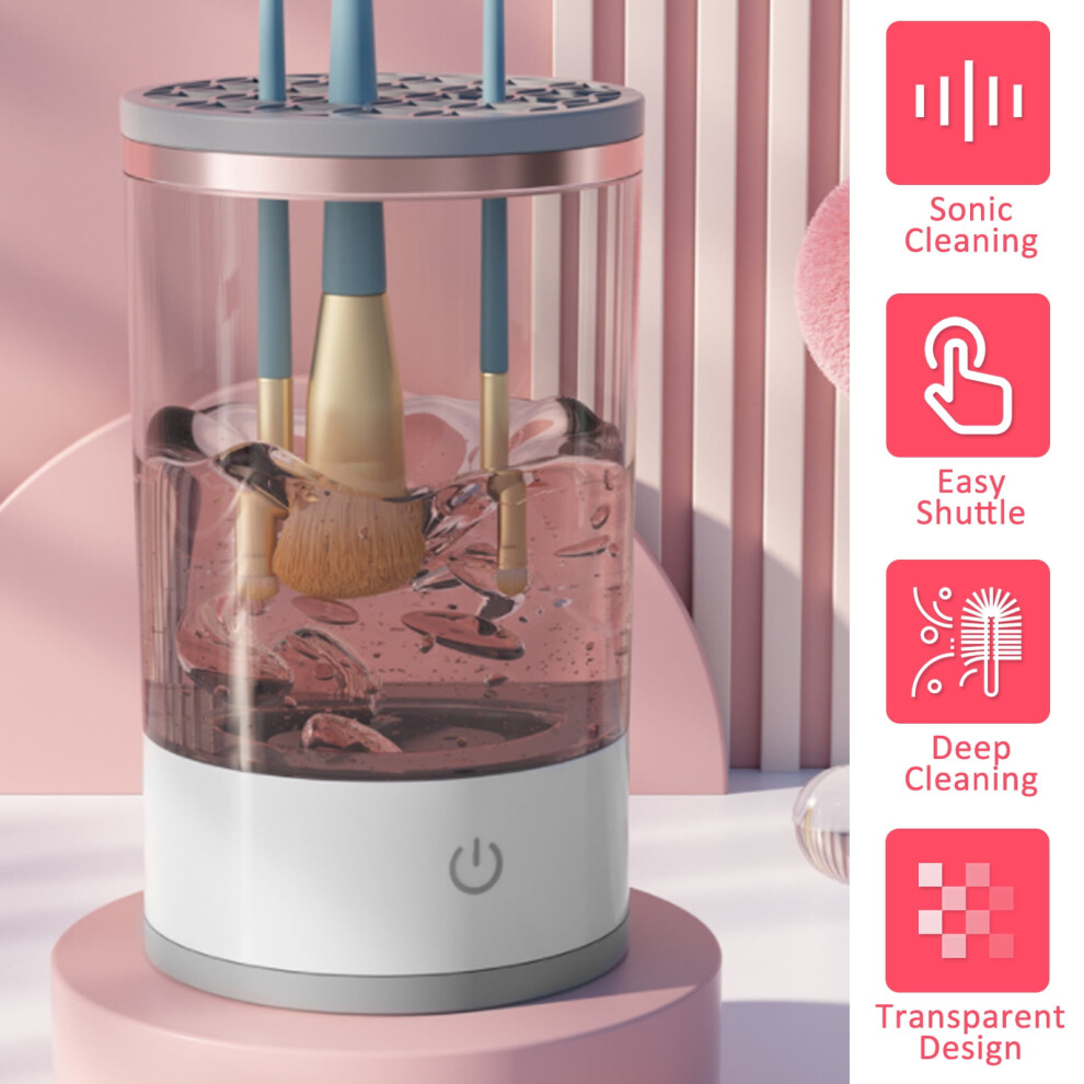 Electric Makeup Brush Cleaner & Dryer, Super-Fast Automatic Scrubber Tool Compatible with All Makeup Brushes