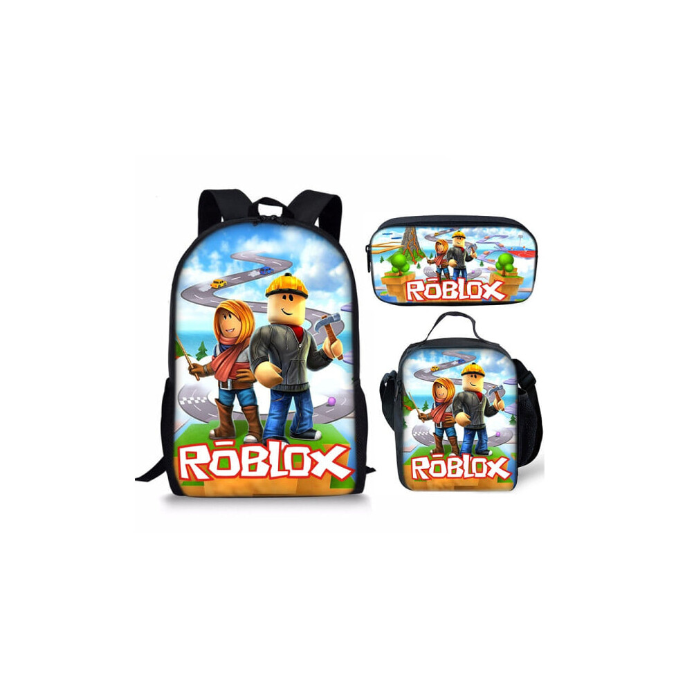 Roblox Backpack School Bags Travel Bags 3set - Christmas Gift Children - Present - Multi-D Pink pink