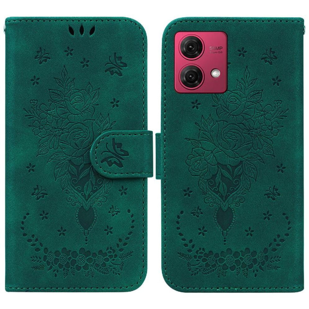 Case For Motorola Moto G84 5G Flip Pu Leather Cover Kickstand Emboss Rose Flowers Wallet Case Card Slots 9389440624337