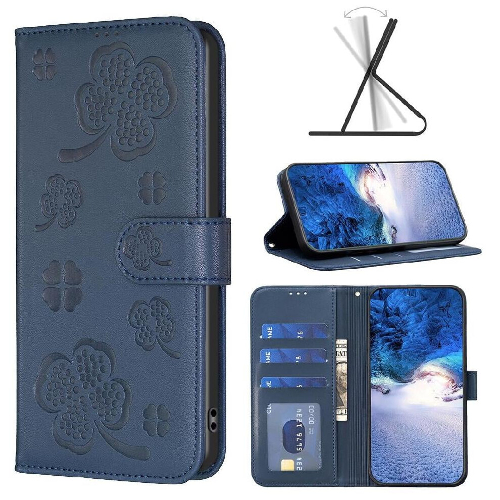 Flip Case For Compatible With Iphone 14 Multi-Color Clover Flower Card Slots Holder Kickstand Pu Leather Wallet 9389440624320
