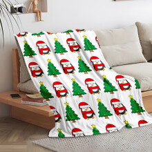 Yhmxh Printed Fleece Blanket, Christmas Throw Compatible with Home Décor - 30"x39" White Penguin Plush, No Shed, Ultra Soft