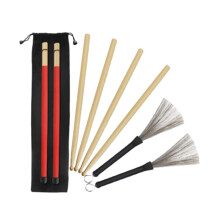Bouanq Set of 6 Drum Sticks in Wood & Retractable Bamboo Spazzola, Metal Wire Broom Compatible with Kitchen Gadgets, Bathroom Cleaner
