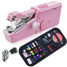 Handheld Electric Sewing Machine, Mini Portable Sewer for Home, Travel, DIY, Compatible with Beginner & Adult Use, Pink