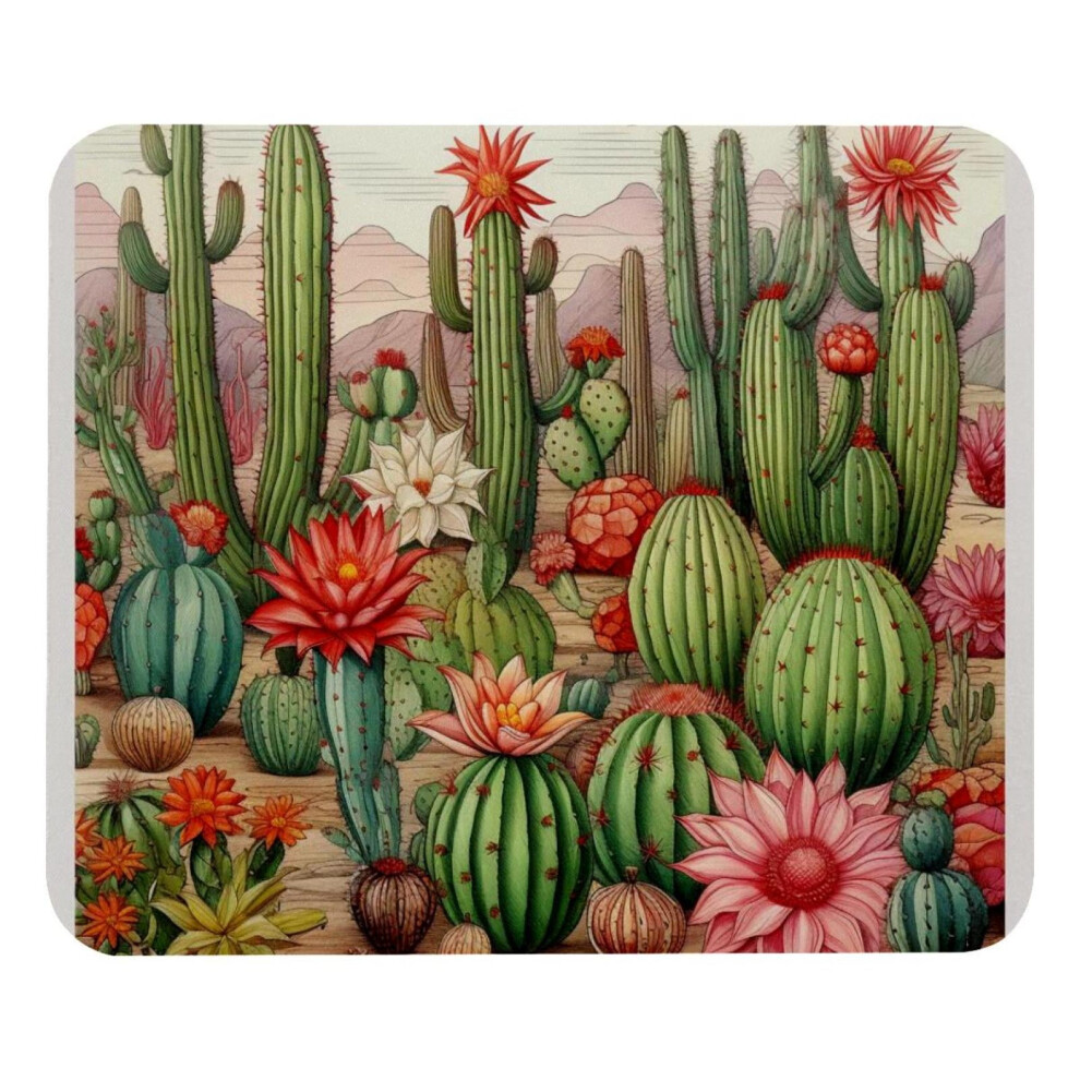 Cartoon Cactus Pattern Mousepad, Non-Slip Waterproof Desk Mat For Office And Home, Compatible With Laptop 9110895351338