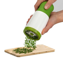Manual Herb Chopper with Rotating Stainless Steel Blades for Cilantro Parsley Scallions Easy Clean