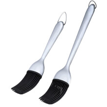Silicone Basting Brush Set with Stainless Steel Handle, Heat Resistant BBQ and Pastry Brushes, 2 Pack