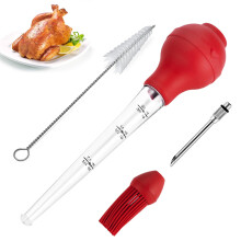 Turkey Baster with Silicone Bulb and Meat Injector Needles, Heat Resistant for Cooking and Thanksgiving