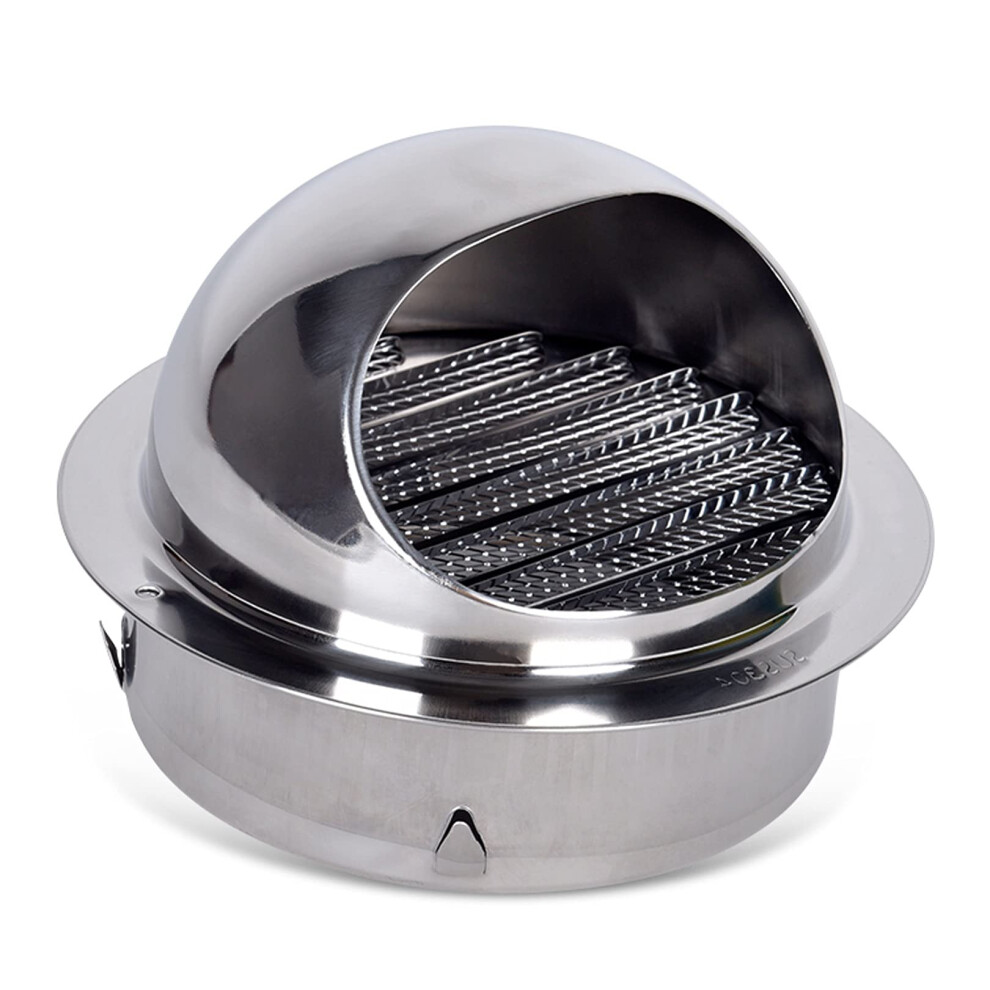 304 Stainless Steel Vent Cover 7.9 Inch, Weatherproof Wall Grille With Louver And Mesh Screen 9113335121249
