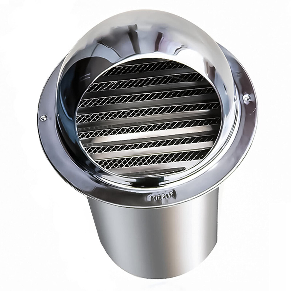 304 Stainless Steel Dryer Vent Cover With Rainproof Louver And Bird Guard, 150Mm Length 9174973091165