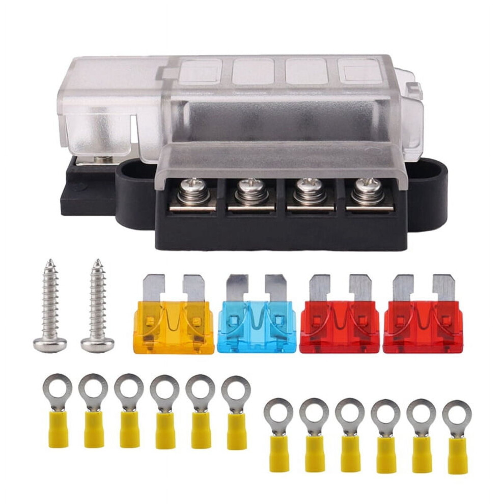 Cp-4424 4 Way Fuse Box Fuse 1 In 4 Out Insulation Flame Retardant Waterproof Transparent Fuse Box For Auto Rv Yacht 9389440316409