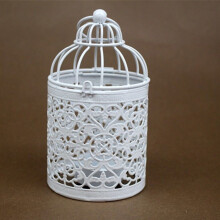 Small Birdcage Tealight Candle Holder Metal Cutout Floral Hanging Lantern Party Wedding Decor