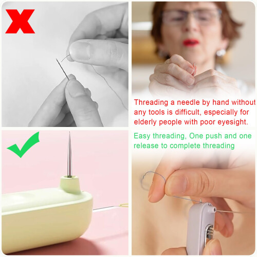 3pcs 2-in-1 Needle Threader and Threader Tool, Universal Sewing Quilting Accessories 1