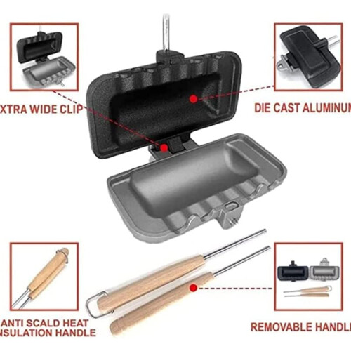 DoubleSided NonStick Sandwich Maker with Even Heat Distribution, Foldable Breakfast Grill Pan 1