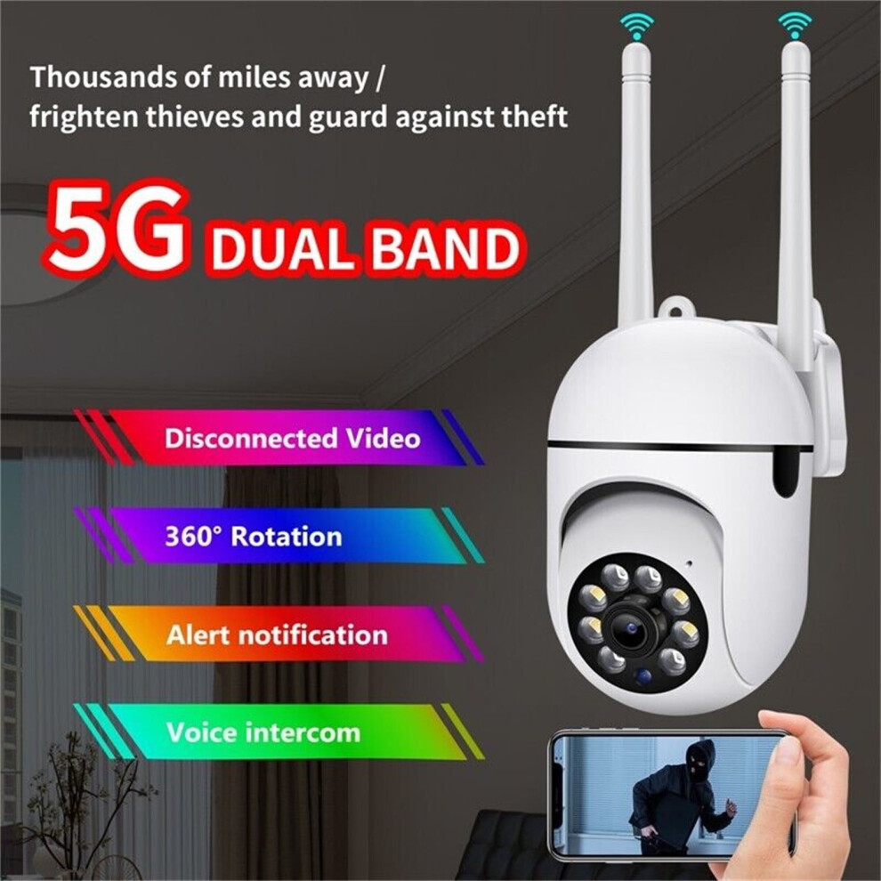 Ziloco Motion Detection 1080P Surveillance Outdoor Camera With Color Night Vision, White 9389440318441