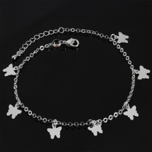 SANAG Woman Silver Plated Heart Butterfly Anklets Chain Ankle Bracelet Foot Jewelry Beachwear