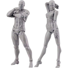 IMCBSTT Body Doll, Artists Manikin Blockhead Jointed Mannequin Drawing Figures Male+Female Set (Grey)