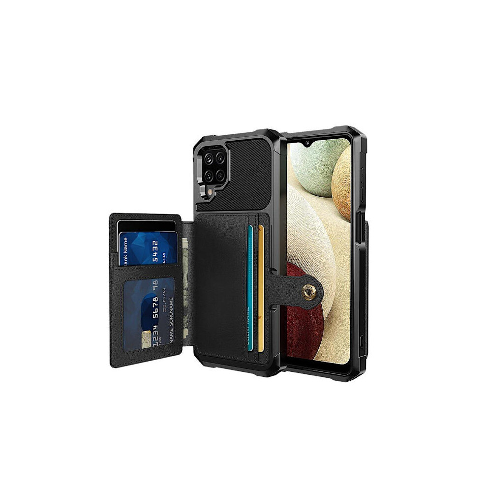 Compatible With Samsung Galaxy A12 - Stylish Practical Case With Card Holder Black 9389440221697