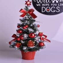 Pre-Lit Tabletop Christmas Tree, Mini Small Christmas Tree with Snow Flocked Branches for Indoor Xmas Holiday Decorations UC10