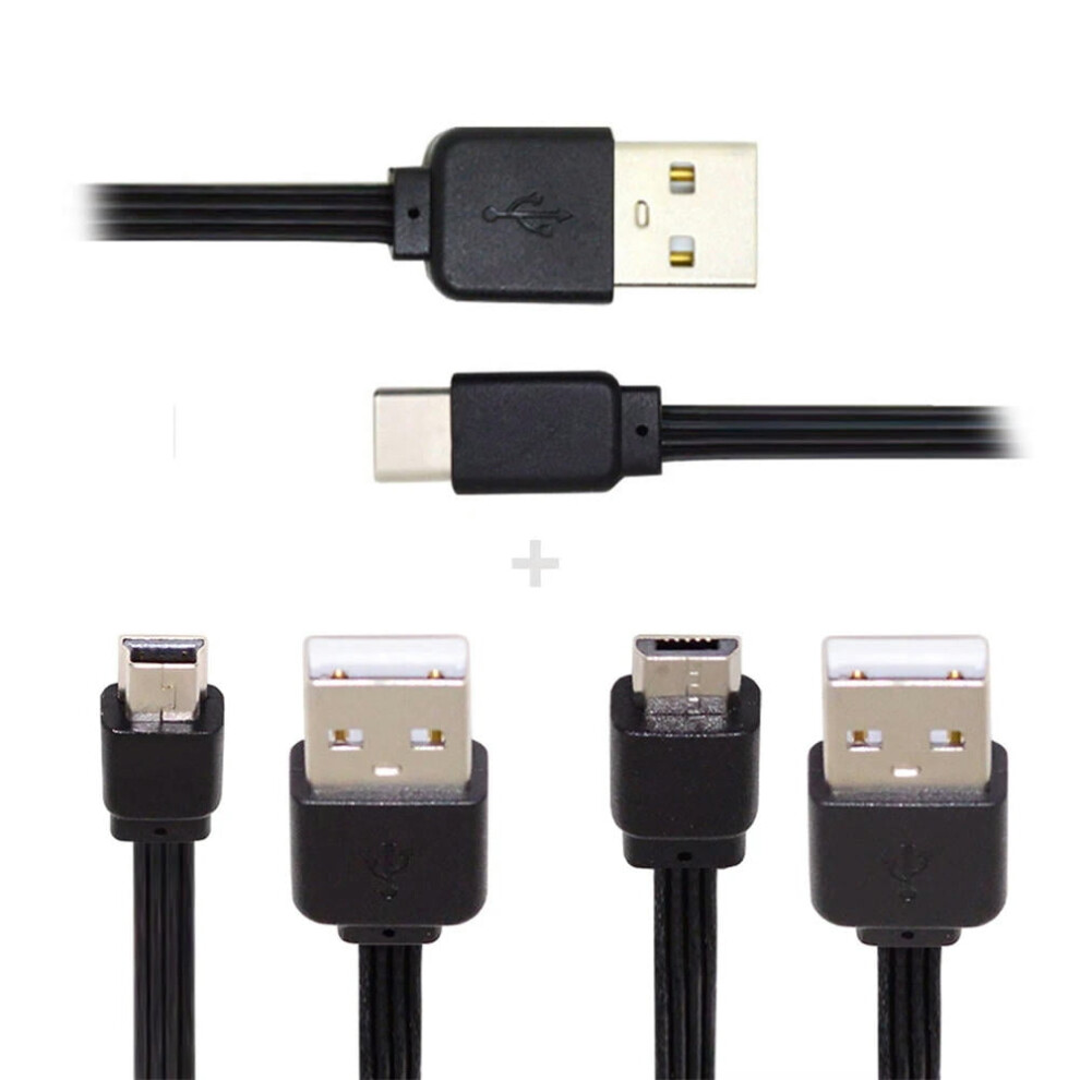 For 3Pcs/Lot 13Cm Usb 2.0 Type-A To Mini Micro Usb Type-C Male Data Flat Slim Fpc Cable For Fpv Disk Phone 9389440366107