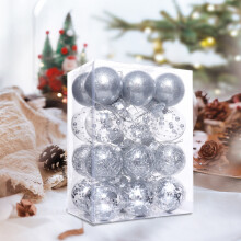 Quinlira 24Pcs 80mm Clear Plastic Ornament Balls for Christmas, New Year, Wedding Decor - 3.14'' Compatible with standard hooks