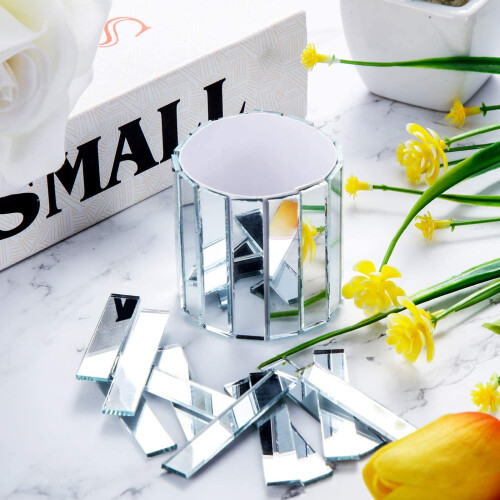Xing 10pcs Mirror Mosaic Tile Rectangular Mosaic Mirrors Stripes DIY Craft Mirrors 2