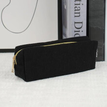 1 pc Manchester Pencil Case Vintage Simple Solid Color Large Capacity Storage Bag for Stationery School Supplies Organizer Black