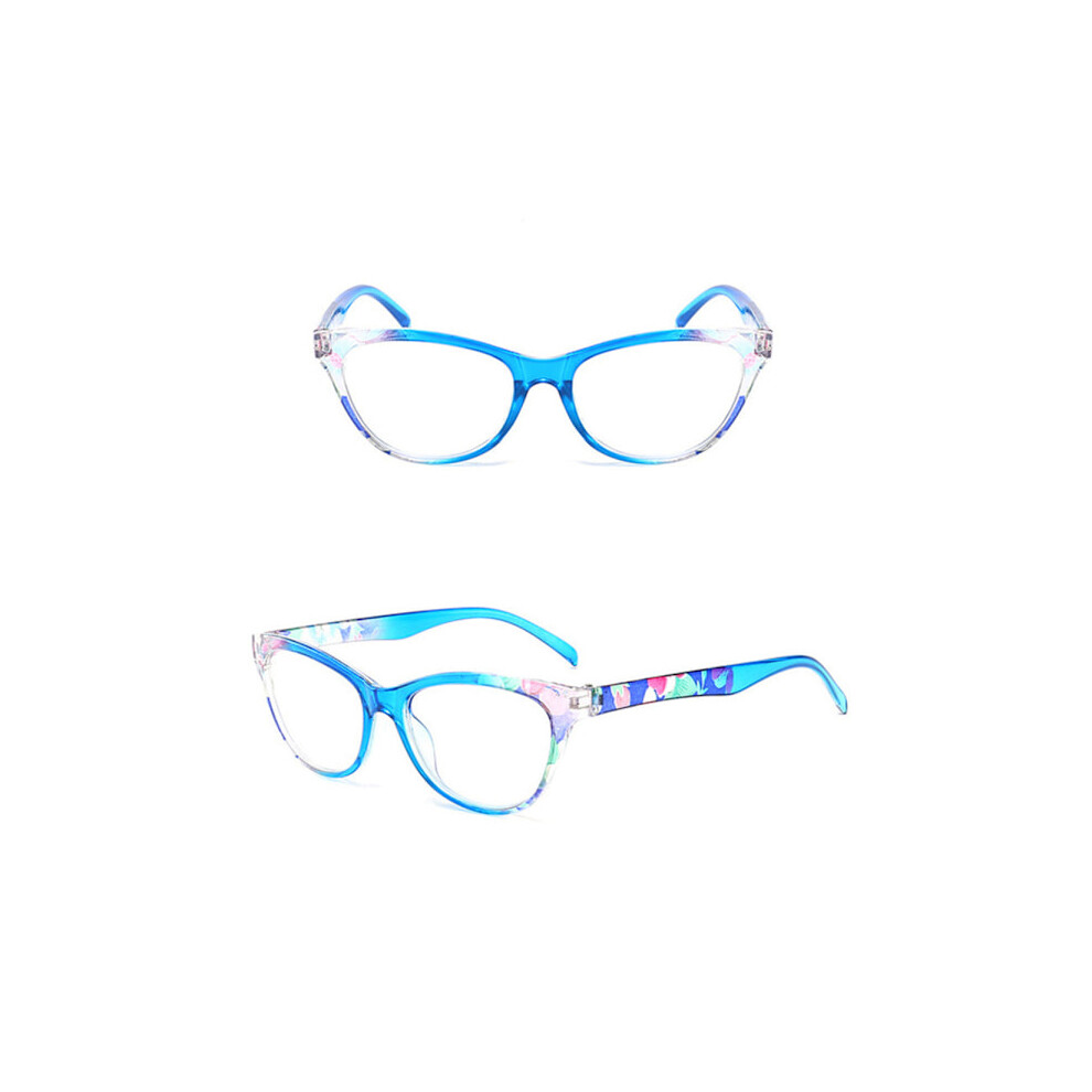 Elegant Comfortable Reading Glasses (Floral) Blue +1