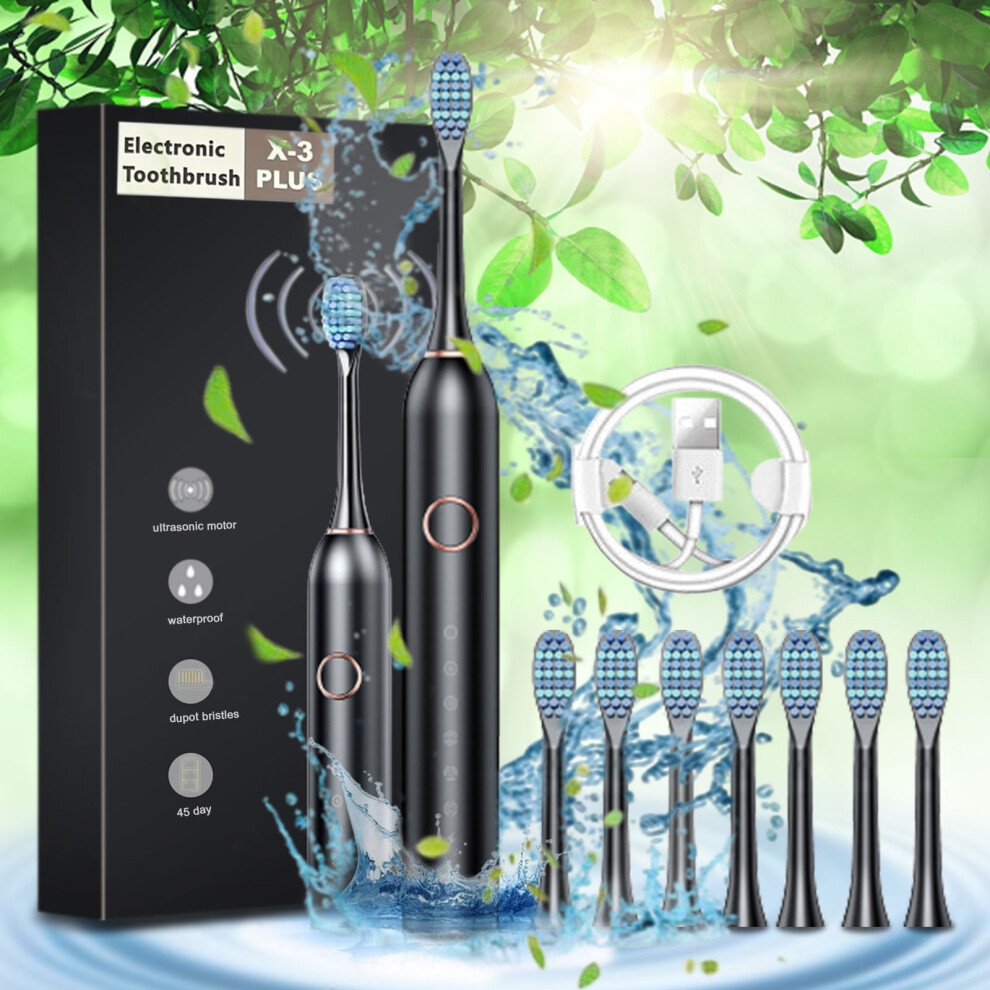 Txmfgh Electric Toothbrush with 8 Brush Heads and 6 Cleaning Modes - IPX7 Waterproof for Deep Cleaning and Long-Lasting Use