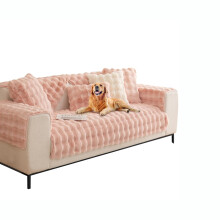Rabbit Plush Sofa Cover L Shape 1/2/3/4 Seater Sofa Cover Corner Sofa U Shape,Super Soft Sofa Throw Made of Faux Fur for Living Room,Pink,90x160cm
