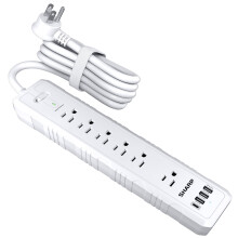 Compatible with SHARP 6-Outlet 4 USB Port 5 ft Surge Protector