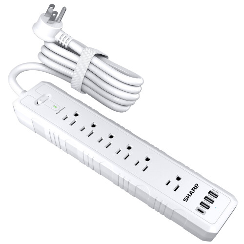 Compatible with SHARP 6-Outlet 4 USB Port 5 ft Surge Protector