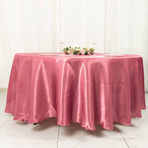 BalsaCircle 108" Round Satin Tablecloth Cinnamon Rose Round Table Linen