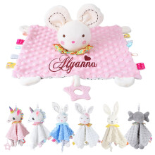 Baby Security Blanket with Tags Teether Soft Baby Blankets for and , Plush Soothing Toys for borns Gift with Custom Name