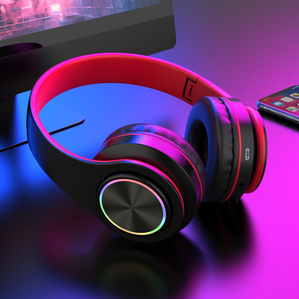 Txmfgh Foldable Wireless Bluetooth Headphones Over Ear With Rgb And Microphone, 5-Hour Battery Life For Mobile Gaming And Calls Light 9389440505872