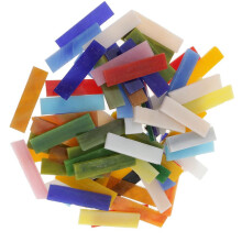 Rectangle Mosaic Tiles Stained Glass Pieces Supplies for Kids Crafts Stones Bulk, Colored, Set of 70Pcs, 10mm x 40mm