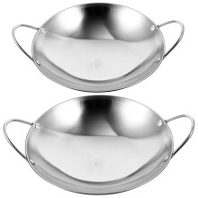 Sold 2pcs Stainless Steel Wok Traditional Wok Dual-handled Metal Wok Thicken Cooking Pot