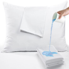 Extra Soft 2 Pack Waterproof Pillow Protectors 20x26 Inches, Standard Size, Smooth Zipper, 100% Liquid Protection, Quiet & Super Soft, White