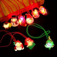 Festive Glow Christmas Necklaces: 20 LED Light-Up Party Favorites - Santa Claus, Snowmen, and More - PVC Material - Suitable for Ages 14 and Up