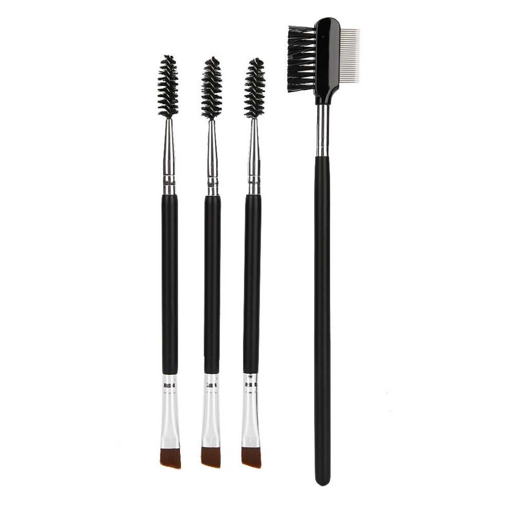 Eddwiin 4 piezas profesional suave pelo cosmÃ©tico doble cabeza cepillo de cejas pestaÃ±as peine herramienta de maquillaje